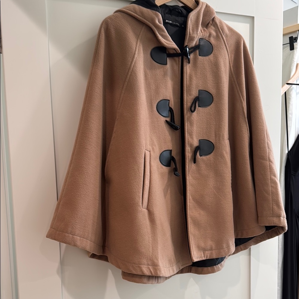 Nasty Gal Tan Hooded Toggle Cape